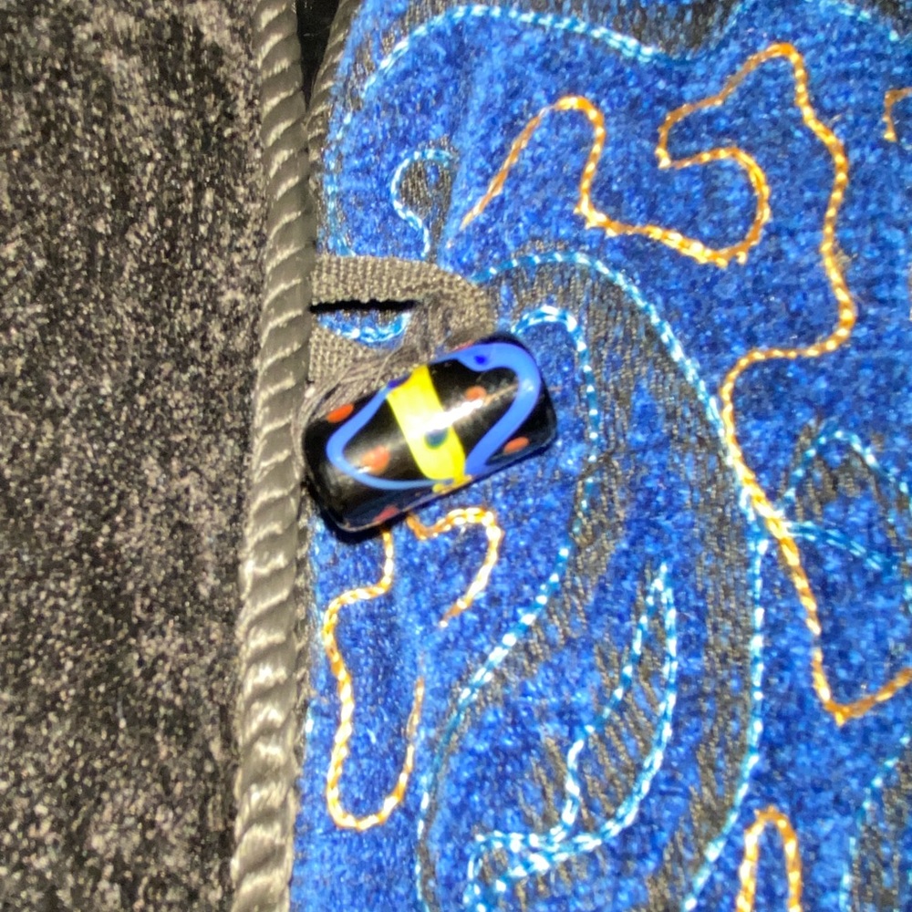 Vibrant Blue And Black Patchwork Jacket - image 3